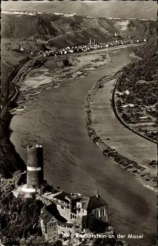 Ak Lasserg Münstermaifeld an der Mosel, Burg Bischofstein, Luftbild