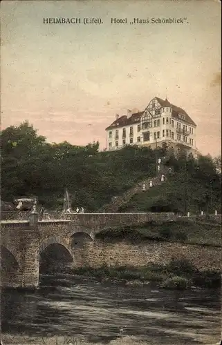 Ak Heimbach in der Eifel, Hotel Haus Schönblick, Brücke