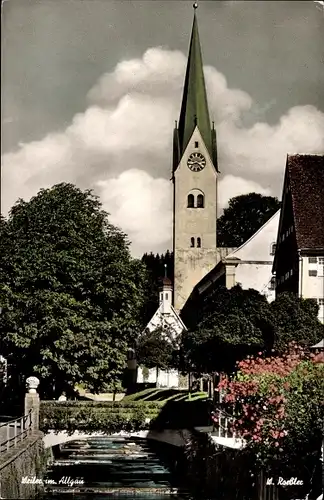 Ak Weiler Simmerberg im Allgäu, Brücke, Kirche