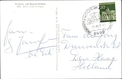 Ak Weiler Simmerberg im Allgäu, Brücke, Kirche