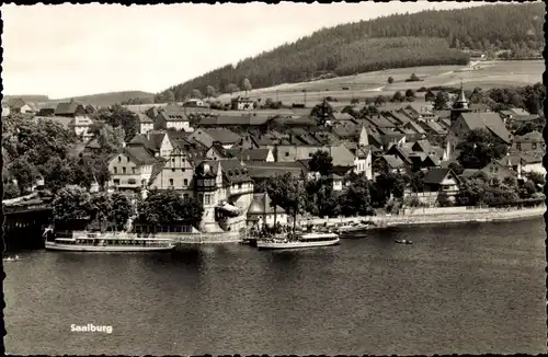 Ak Saalburg in Thüringen, Am Stausee der Bleiloch Saaletalsperre, Schiffe, Boote