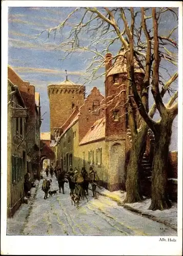 Künstler Ak Holz, Alb., Düsseldorfer Kunst, Wintermotiv