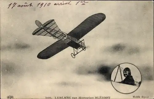 Ak Aviation, Leblanc auf Blériot-Eindecker, Pilot, Flugpionier