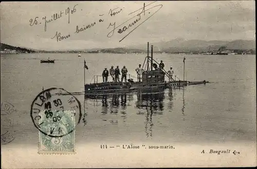 Ak Französisches Unterseeboot, U-Boot, Sous marin L'Alose