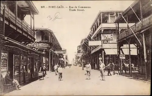 Ak Port Said Ägypten, Rue de Commerce, The Egyptian Postcards Store