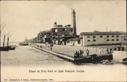 Ak Port Said Ägypten, Leuchtturm, Quai Francaois Joseph
