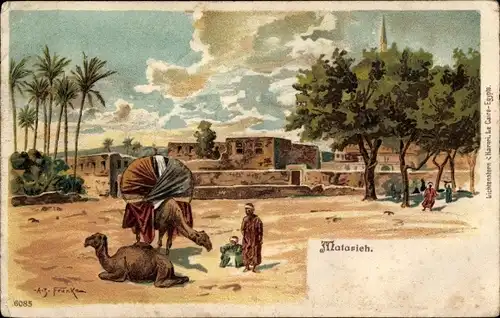 Künstler Litho Franke, Matarieh, Ägypten, Kamele, Siedlung, Wüste