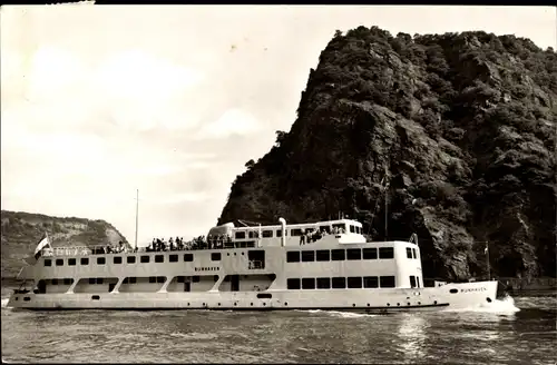 Ak Loreley, Blick zum Motorpassagierschiff Rijnhaven