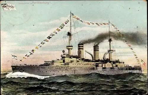 Ak Deutsches Kriegsschiff, SMS Mecklenburg, Linienschiff, Kaiserliche Marine