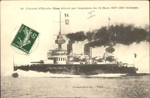 Ak Cuirassé d'Escandre Iéna détruit par explosion,1907