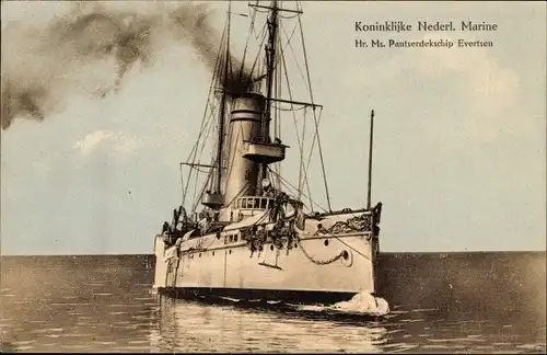 Ak Niederländisches Kriegsschiff, Hr.Ms. Evertsen, Pantserdekschip