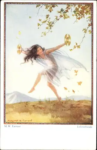 Künstler Ak Tarrant, Margaret W., Lebensfreude, Frau auf einer Wiese