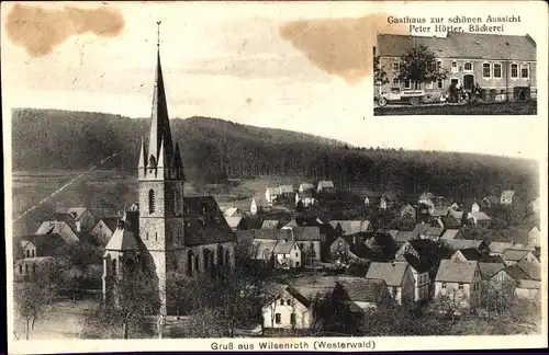 Ak Wilsenroth Dornburg im Westerwald Hessen, Ort, Kirche, Gasthof zur schönen Aussicht