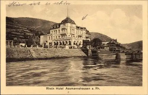 Ak Assmannshausen Rüdesheim am Rhein, Rhein Hotel