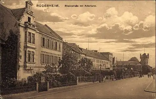 Ak Rüdesheim am Rhein, Rheinstraße, Alderturm