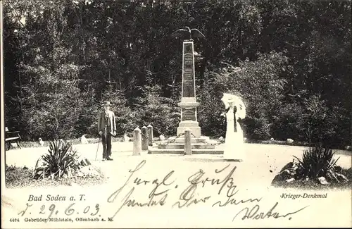 Ak Bad Soden am Taunus Hessen, Kriegerdenkmal