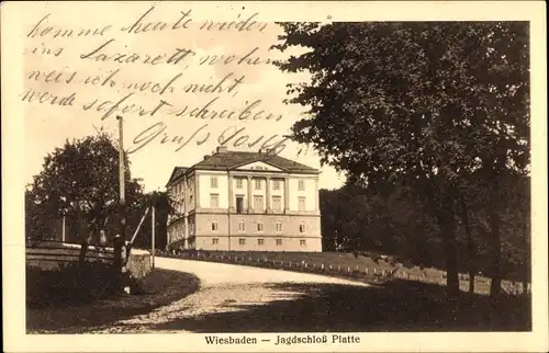 Ak Wiesbaden in Hessen, Jagdschloss Platte