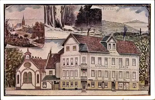 Ak Oberursel im Hochtaunuskreis Hessen, Teilansichten, Feldberg, Gasthaus zum Bären, Hermansborn