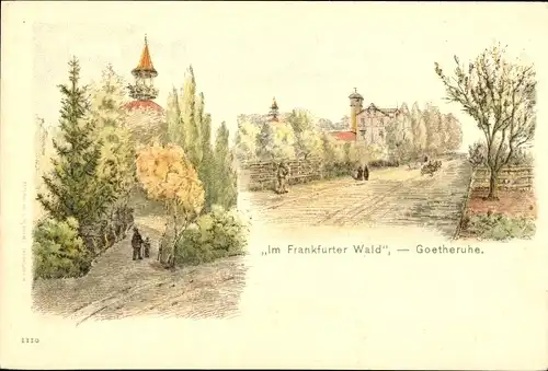 Litho Frankfurt am Main, Im Frankfurter Wald, Goetheruhe