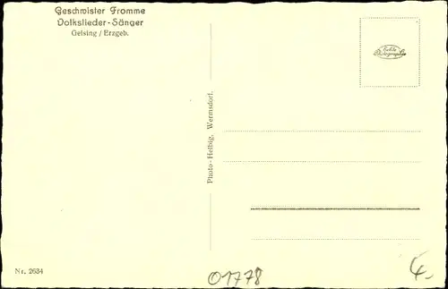 Ak Geschwister Fromme, Volkslieder-Sänger, Geising Erzgebirge