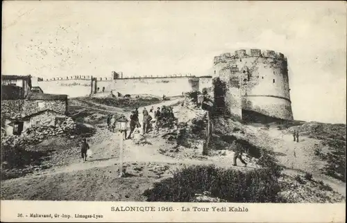 Ak Thessaloniki Griechenland, Der Yedi Kahle Turm 1916