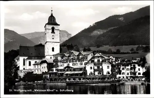 Ak St. Wolfgang im Salzkammergut Oberösterreich, Hotel Weißes Rössl am Wolfgangsee, Schafberg