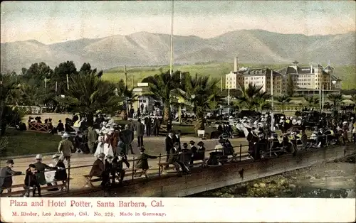 Ak Santa Barbara, Kalifornien, USA, Plaza und Hotel Potter