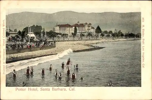 Ak Santa Barbara, Kalifornien, USA, Plaza und Hotel Potter