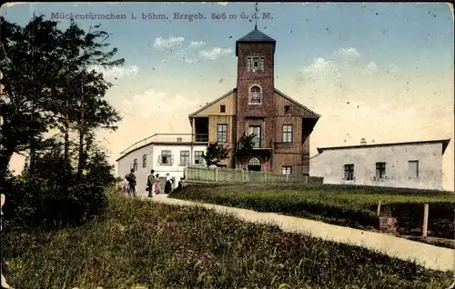 Ak Komáří hůrka Mückentürmchen Osterzgebirge Reg. Aussig, Berghotel