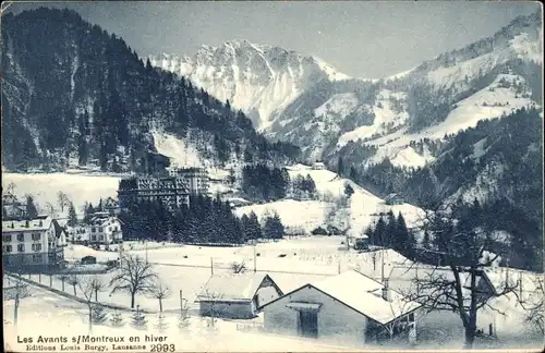 Ak Montreux Kt. Waadt, Ort im Winter, Alpen