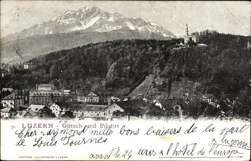 Ak Luzern Stadt Schweiz, Panorama, Gütsch, Pilatus