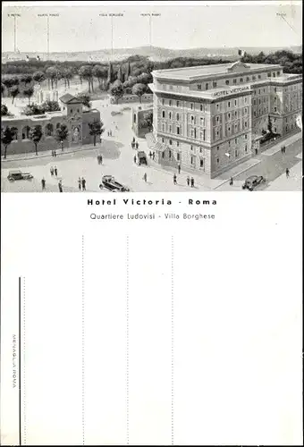 Ak Roma Rom Lazio, Hotel Victoria, Quartiere Ludovisi, Villa Borghese