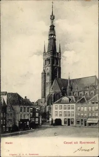 Ak Roermond Limburg Niederlande, Markt, Kirche