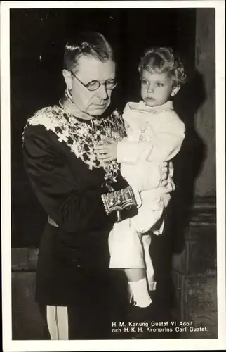 Ak König Gustaf VI Adolf, Kronprinz Carl Gustaf