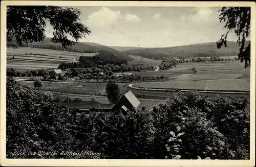Ak Rüthen im Kreis Soest Nordrhein Westfalen, Blick ins Bibertal, Landschaftsmotiv