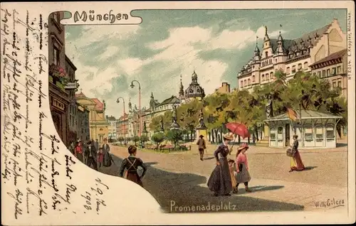 Künstler Litho Eilers, W., München, Promenadeplatz