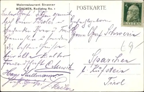 Ak München, Weinrestaurant Strasser, Innenansicht