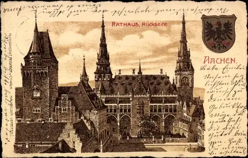 Wappen Litho Aachen in Nordrhein Westfalen, Rathaus Rückseite