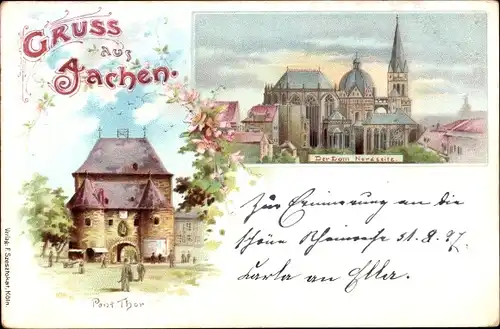 Litho Aachen, Dom, Pont-Tor