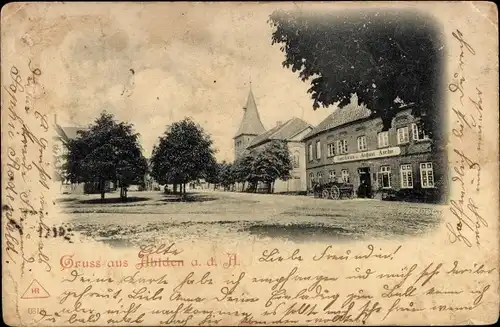 Ak Ahlden Aller, Gasthaus August Asche, Kirche, Kutsche