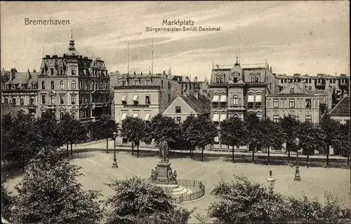 Ak Bremerhaven, Marktplatz, Bürgermeister-Smidt-Denkmal