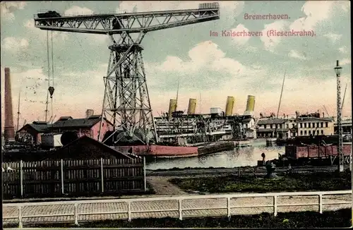 Ak Bremerhaven, Kaiserhafen, Riesenkrahn