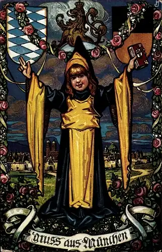 Wappen Künstler Ak München Bayern, Münchner Kindl