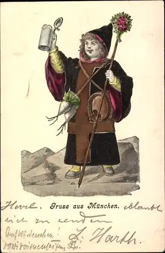 Präge Litho München, Münchner Kindl, Bierkrug