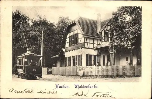 Ak Aachen, Waldschenke, Straßenbahn Wagen 80