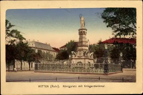 Ak Witten an der Ruhr, Königplatz, Kriegerdenkmal