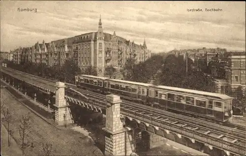 Ak Hamburg Eimsbüttel Harvestehude, Isestraße, Hochbahn