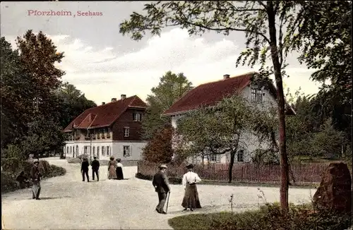 Ak Pforzheim im Schwarzwald, Seehaus, Passanten