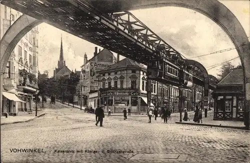 Ak Vohwinkel Wuppertal, Kaiserplatz, Königsstraße, Solinger Straße, Schwebebahn, Geschäfte, Café