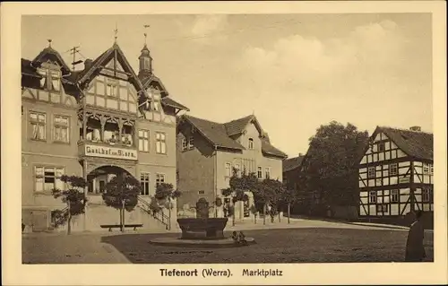 Ak Tiefenort Bad Salzungen im Wartburgkreis, Marktplatz, Gasthof zum Stern